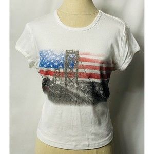 Extreme Junior T-shirt USA FLAG / NY Bridge Print Size L. NWT